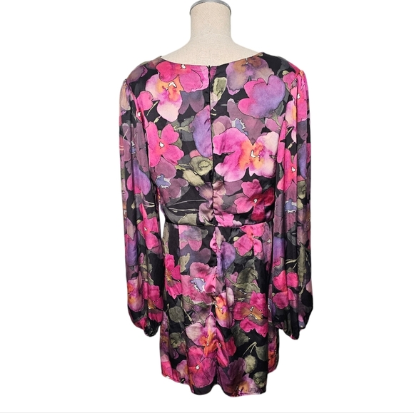 Rinascimento Floral Long Sleeve Mini Dress Statement Sleeves Size XL - Picture 5 of 16